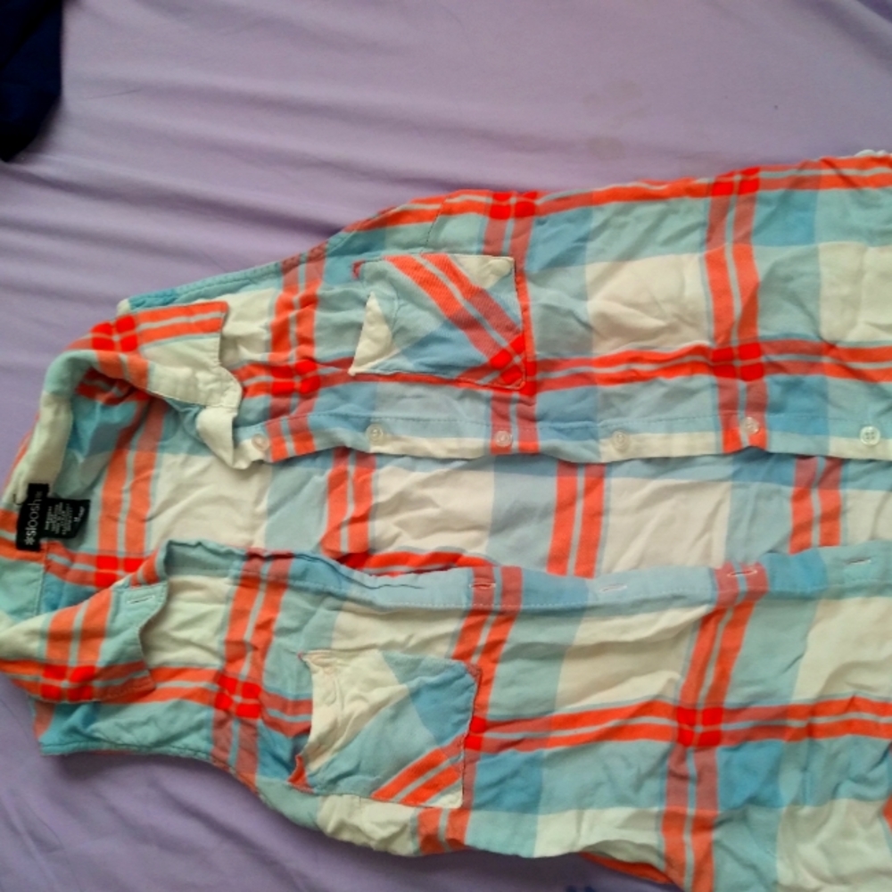 Sleeveless striped button up